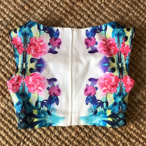 Mac Duggal flower print prom crop top - Picture 7 of 8